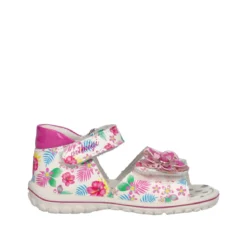 BABY SWEET Sandalo Bambina Bianchi con fiori fucsia