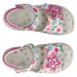 BABY SWEET Sandalo Bambina Bianchi con fiori fucsia
