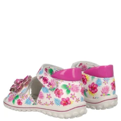 BABY SWEET Sandalo Bambina Bianchi con fiori fucsia