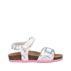 CHALKI Sandali Bambina Bianchi con Unicorni
