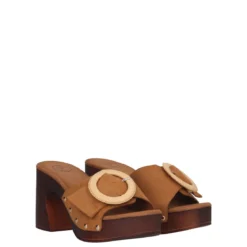Ciabatte con Tacco Donna Beige