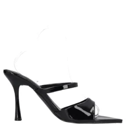 Ciabatte con Tacco Donna Nere in Vernice