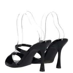 Ciabatte con Tacco Donna Nere in Vernice
