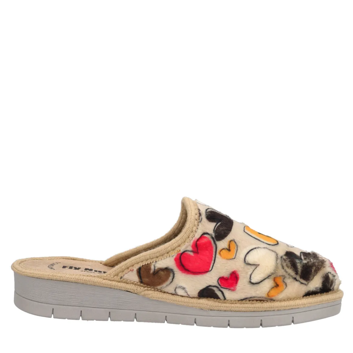 Ciabatte Donna Beige con Cuori Multicolori