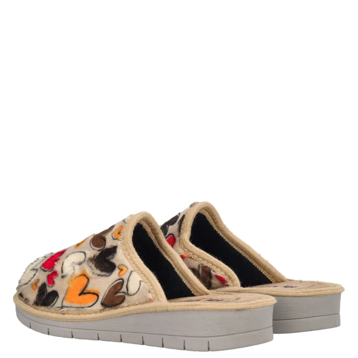 Ciabatte Donna Beige con Cuori Multicolori