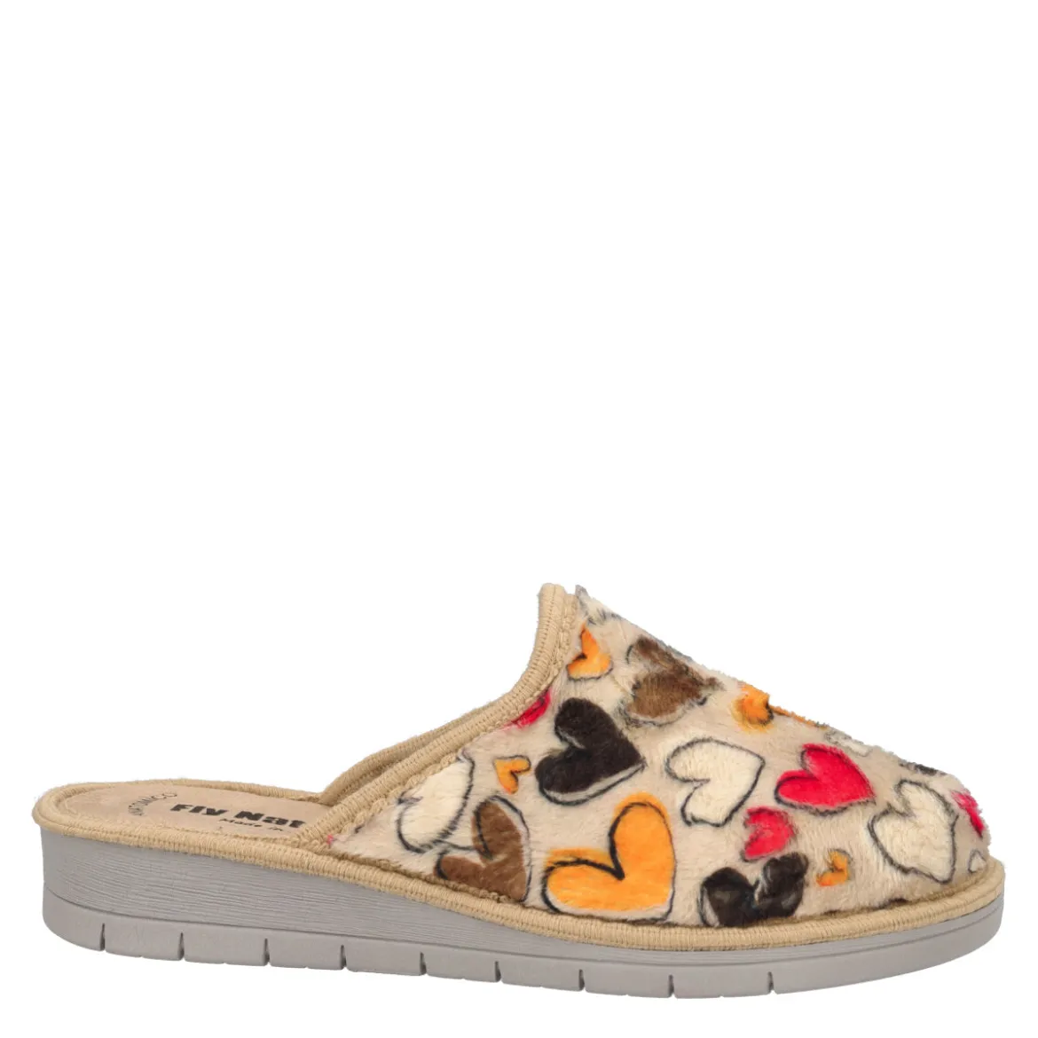 Ciabatte Donna Beige con Cuori Multicolori