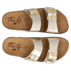 Ciabatte Donna Platino in Pelle