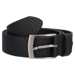 Cintura Uomo Nero Treccia Cuoio