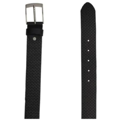 Cintura Uomo Nero Treccia Cuoio
