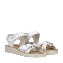 COSTAREI Sandali Bambina Bianchi con Stelle Argento