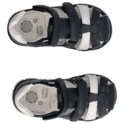 GRANZY Sandalo Bambino Blu e Bianco in Pelle