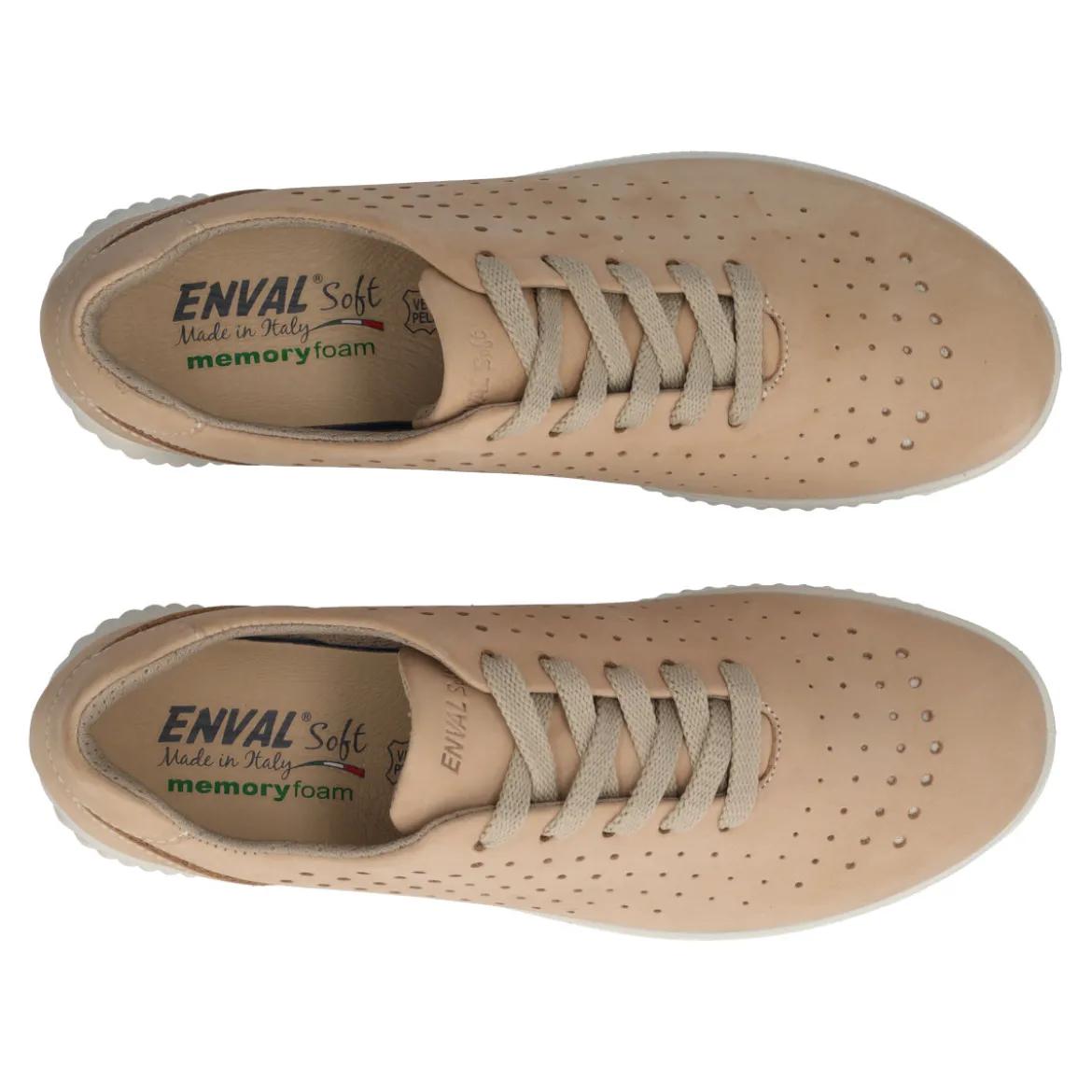 KAYLA Sneakers Comfort Donna Beige in Pelle
