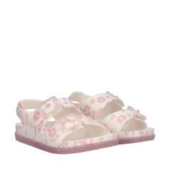MAISON Ciabatte Bambina Bianche con Fiori Rosa