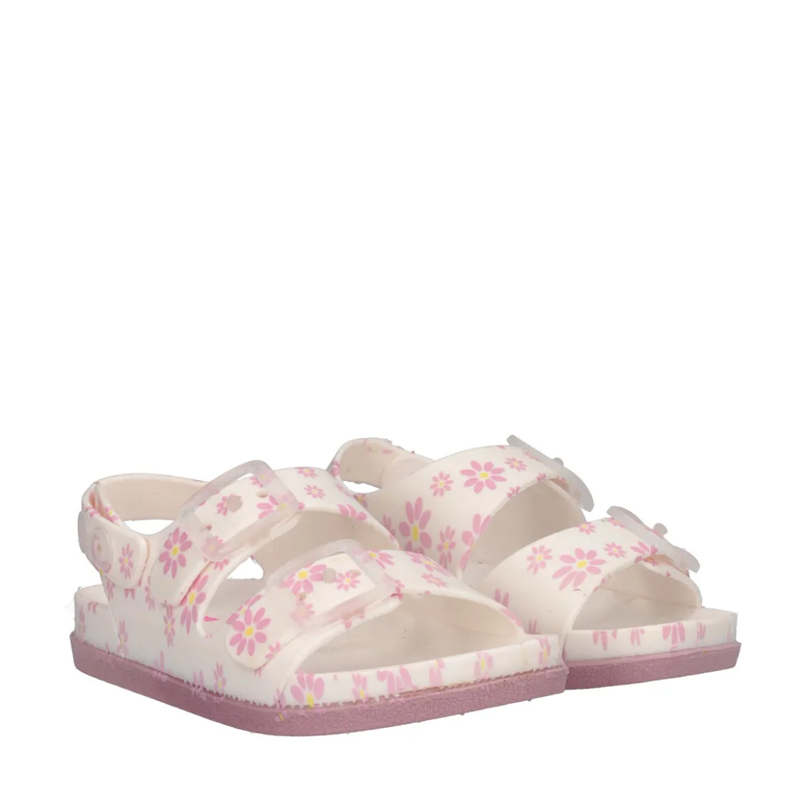 MAISON Ciabatte Bambina Bianche con Fiori Rosa