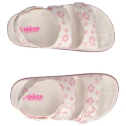 MAISON Ciabatte Bambina Bianche con Fiori Rosa