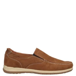 Mocassini Comfort Uomo In Pelle Tabacco