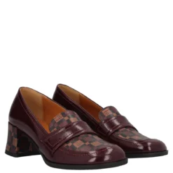 Mocassini con Tacco Donna Bordeaux