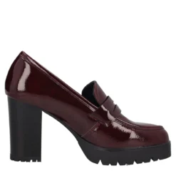 Mocassini con tacco Donna in Vernice Bordeaux