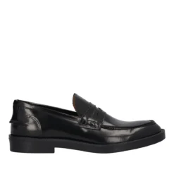 Mocassini Uomo Neri in Pelle con Suola in Cuoio
