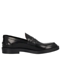 Mocassini Uomo Neri in Pelle con Suola in Cuoio