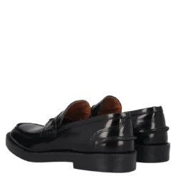Mocassini Uomo Neri in Pelle con Suola in Cuoio