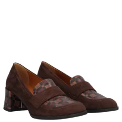 Mocassino con Tacco Donna Marroni
