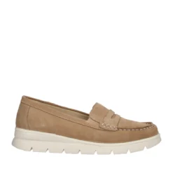 Mocassino Donna Beige in Pelle Scamosciata