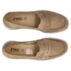 Mocassino Donna Beige in Pelle Scamosciata