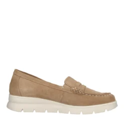 Mocassino Donna Beige in Pelle Scamosciata