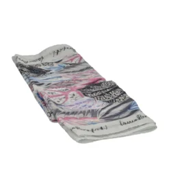 Pashmina Donna Grigia Foglie Voille