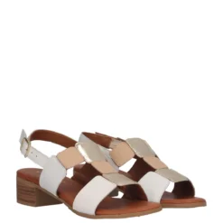 Sandali con Tacco Donna Bianchi, Oro e Beige
