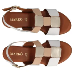 Sandali con Tacco Donna Bianchi, Oro e Beige