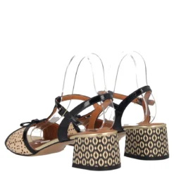 Sandali con Tacco Donna Neri e Crema