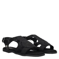 Sandalo Donna Nero Intrecciato