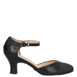 Scarpe da Ballo Donna Nere Glitter Tacco 6