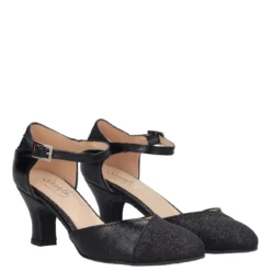 Scarpe da Ballo Donna Nere Glitter Tacco 6