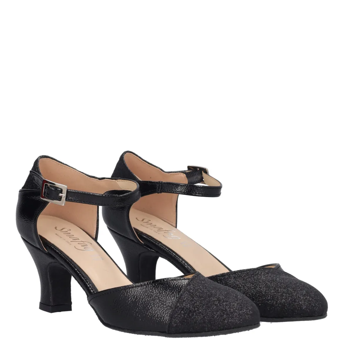 Scarpe da Ballo Donna Nere Glitter Tacco 6