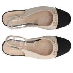 Slingback Donna Crema e Nere