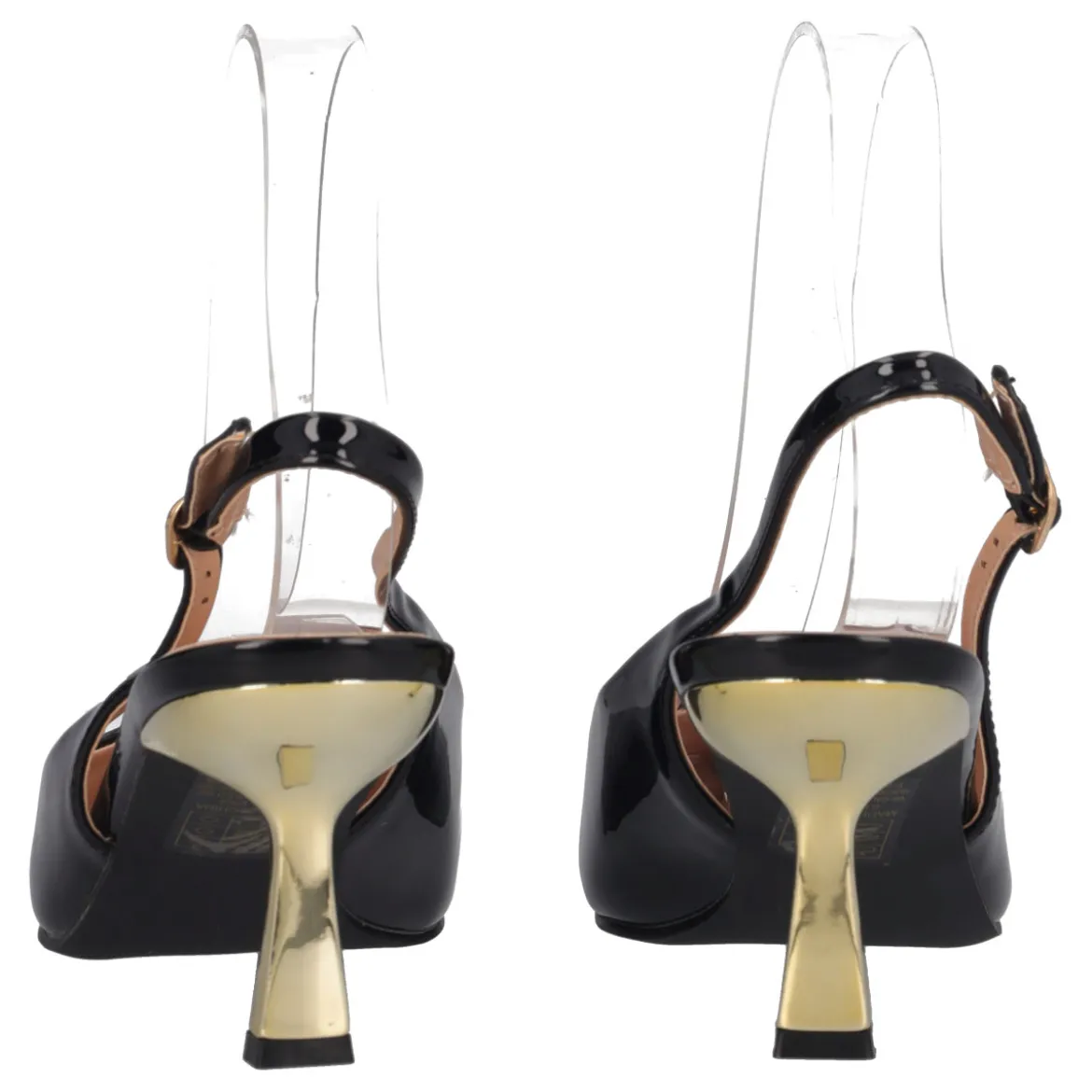 Slingback Donna In Vernice nere e oro