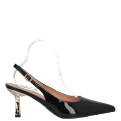 Slingback Donna In Vernice nere e oro