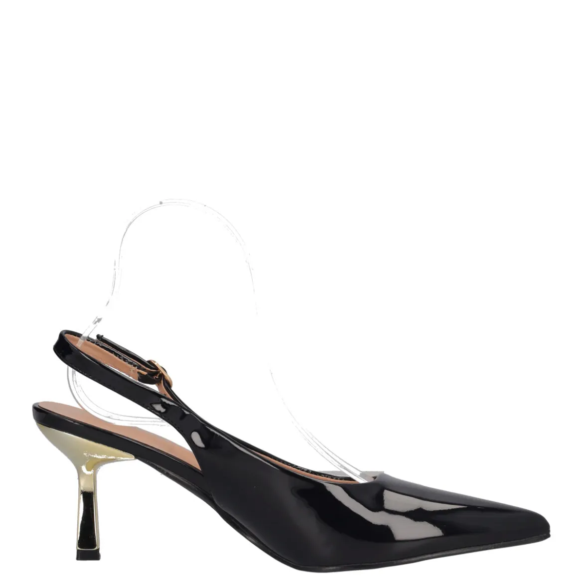 Slingback Donna In Vernice nere e oro
