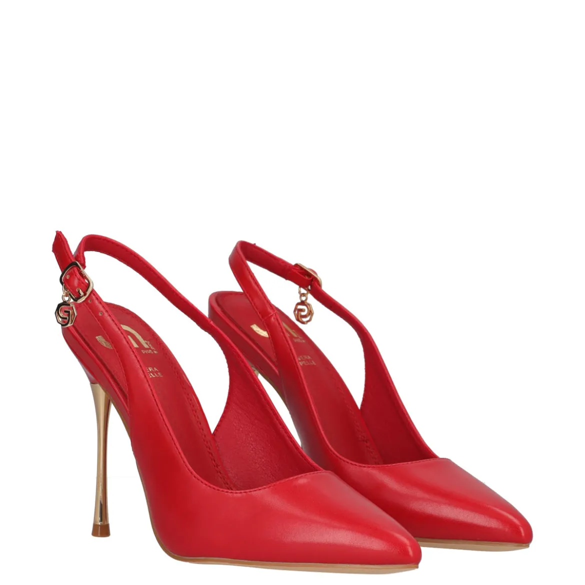 Slingback Donna Rosse e Oro Tacco 11cm