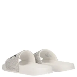 SLIPPERS STRASS LOGO Ciabatte Donna Bianche e Argento