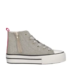 Sneakers alta Bambina Argento Glitter