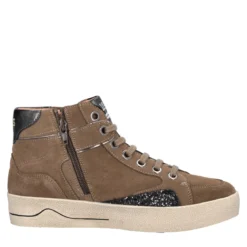 Sneakers Alta Donna Taupe con Rialzo interno