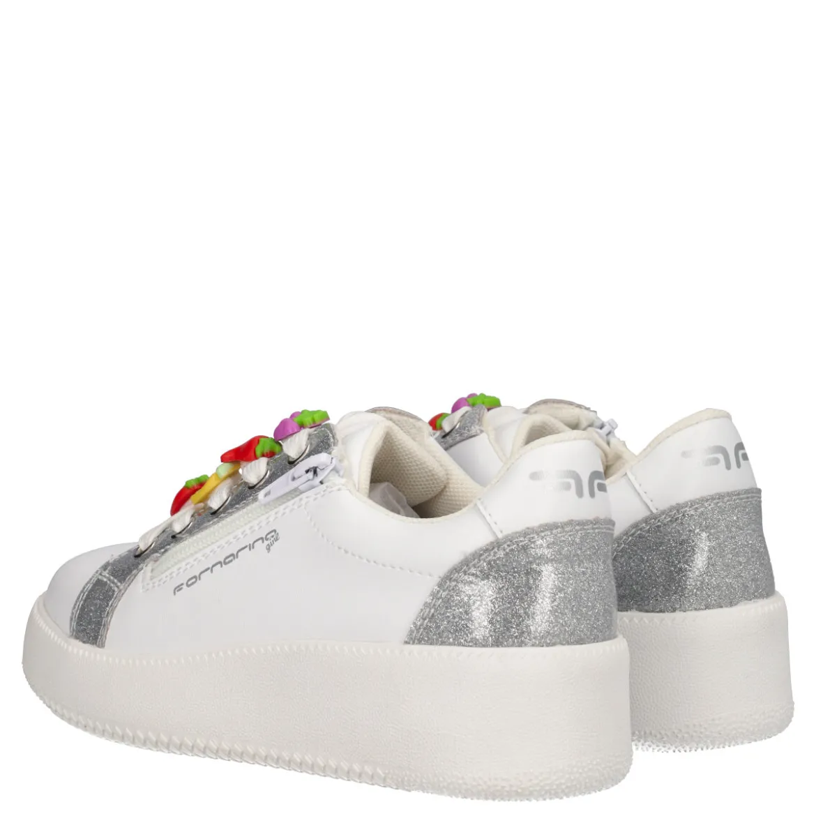 Sneakers Bambina Bianche e Argento con Charm di Frutta