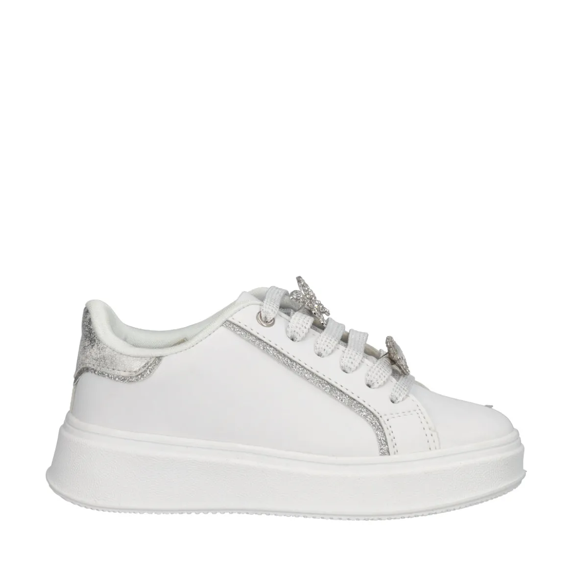 Sneakers Bambina Bianche e Argento con Charms