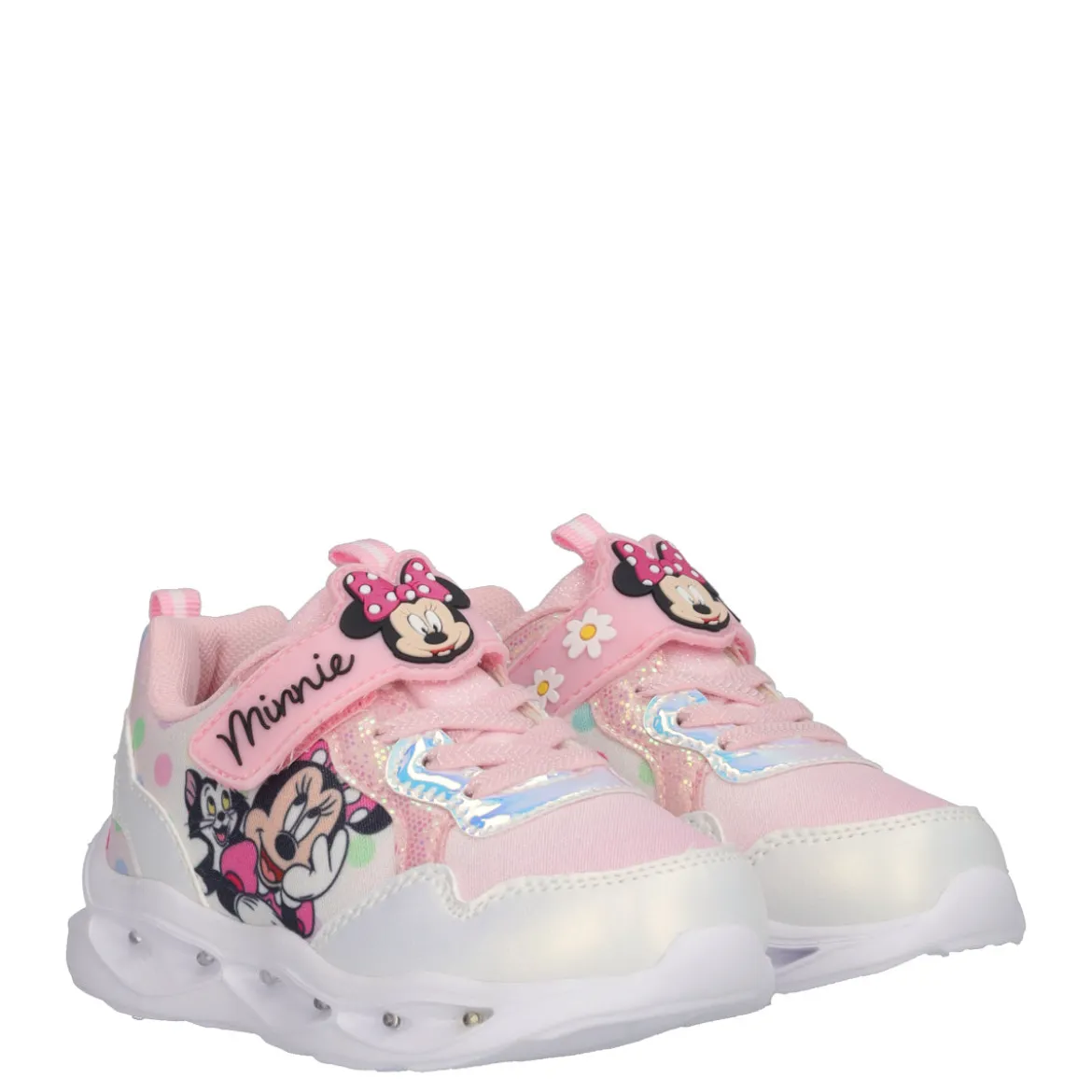 Sneakers Bambina Minnie Rosa e Bianche con Luci