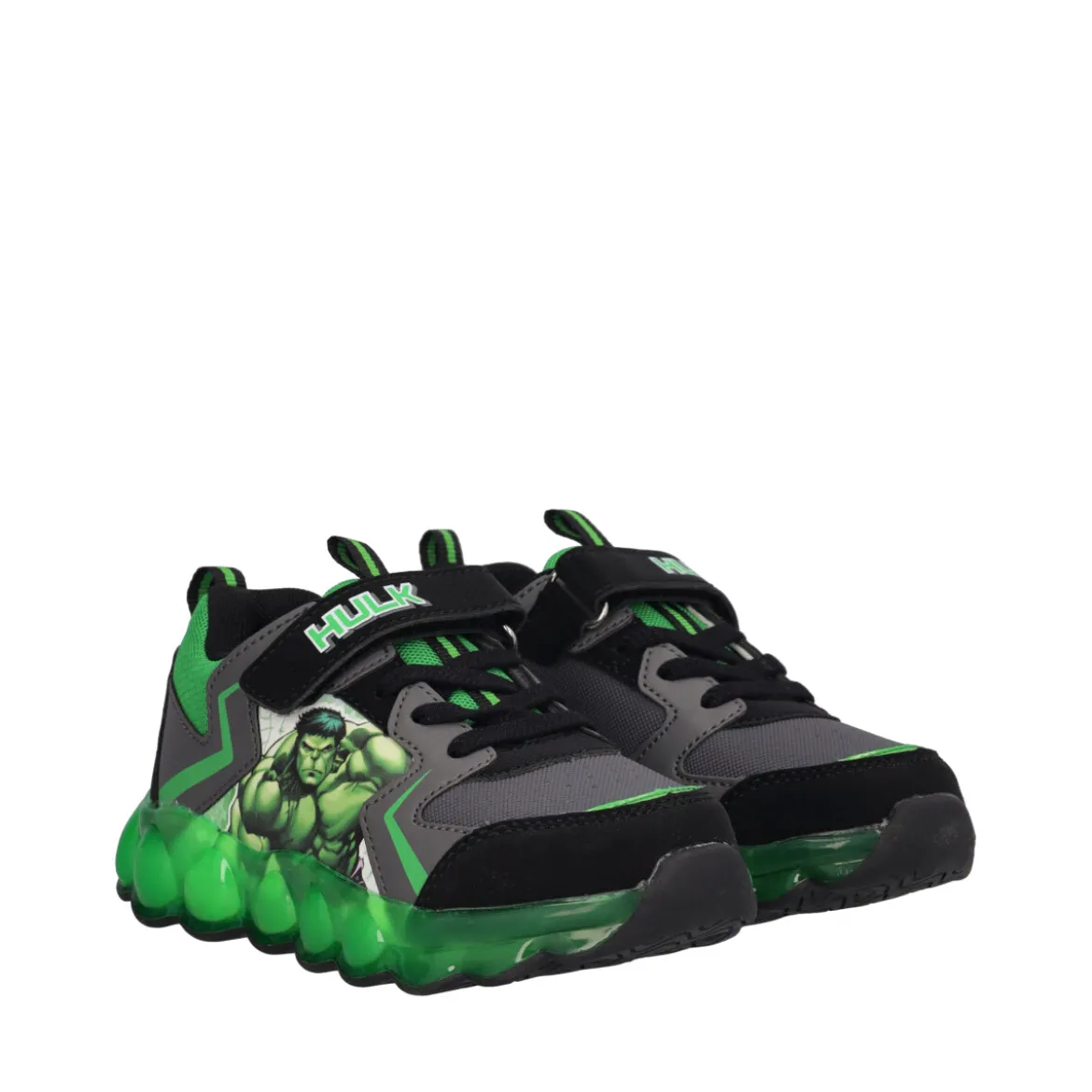 Sneakers Bambino Nere e Verdi con Luci