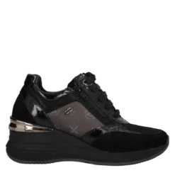 Sneakers con zeppa in pelle